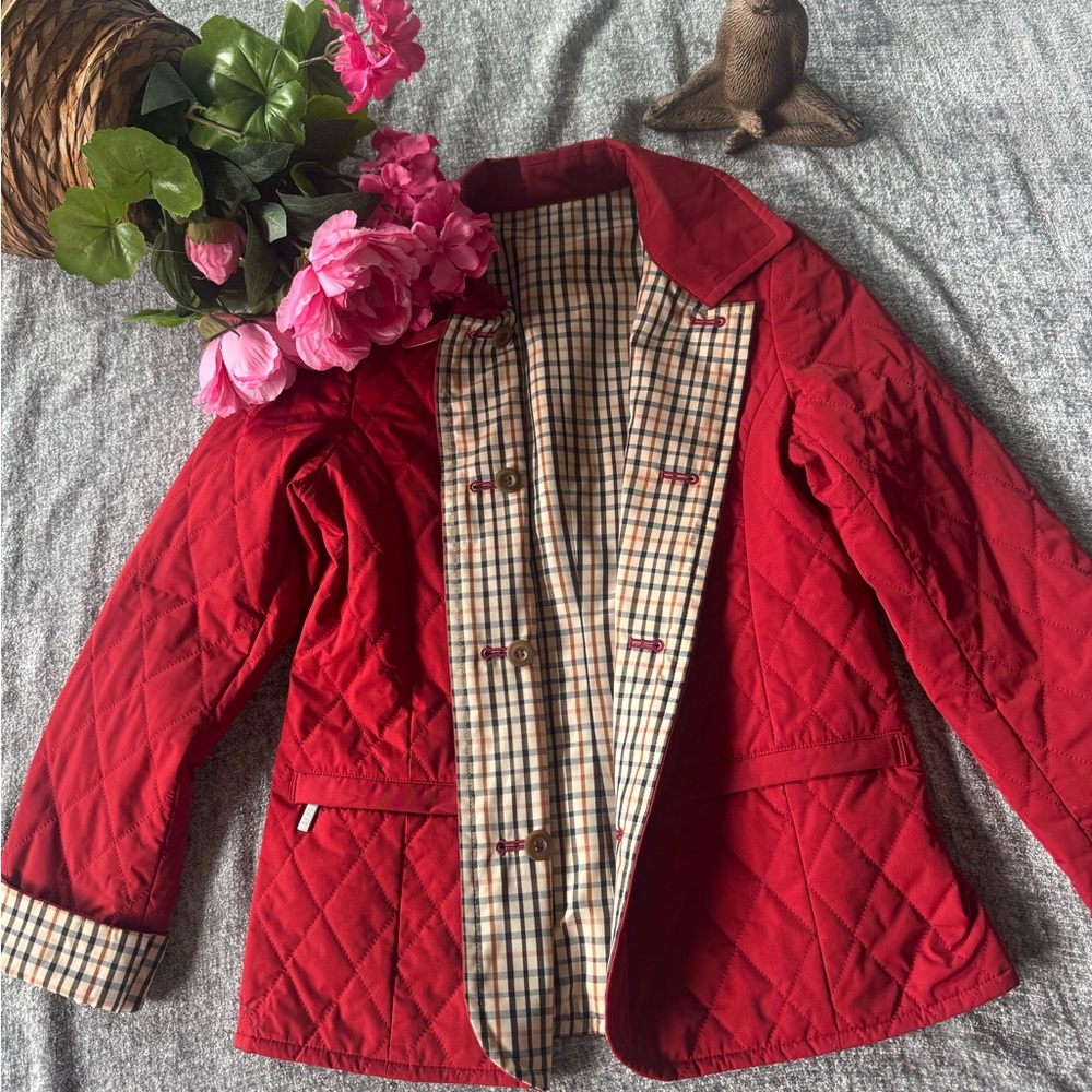 Stylish Red Quilted Utility Jacket